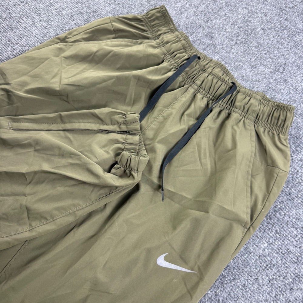 Nike Form Dri-FIT Tapered Pants Small Olive Running Ankle Zip Men's
